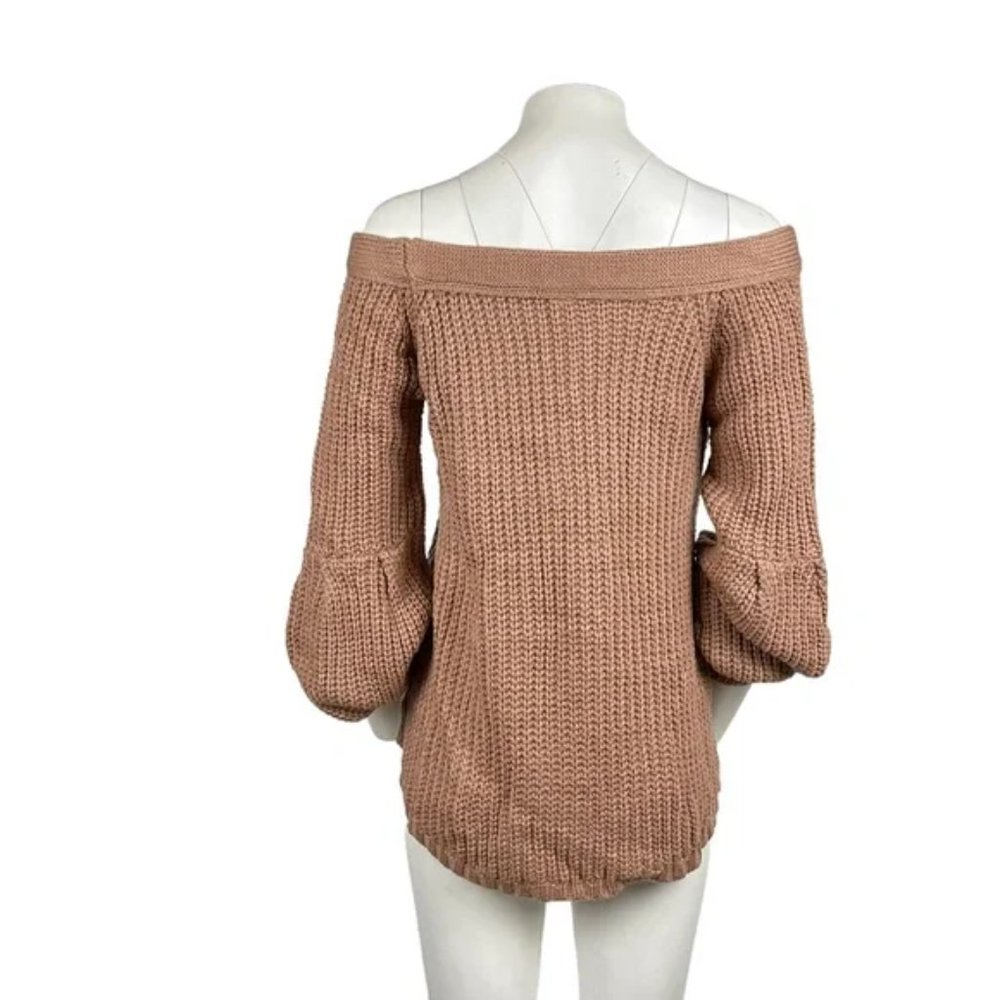 NWT Tan Chunky Off Shoulder Sweater Small - Picture 4 of 6